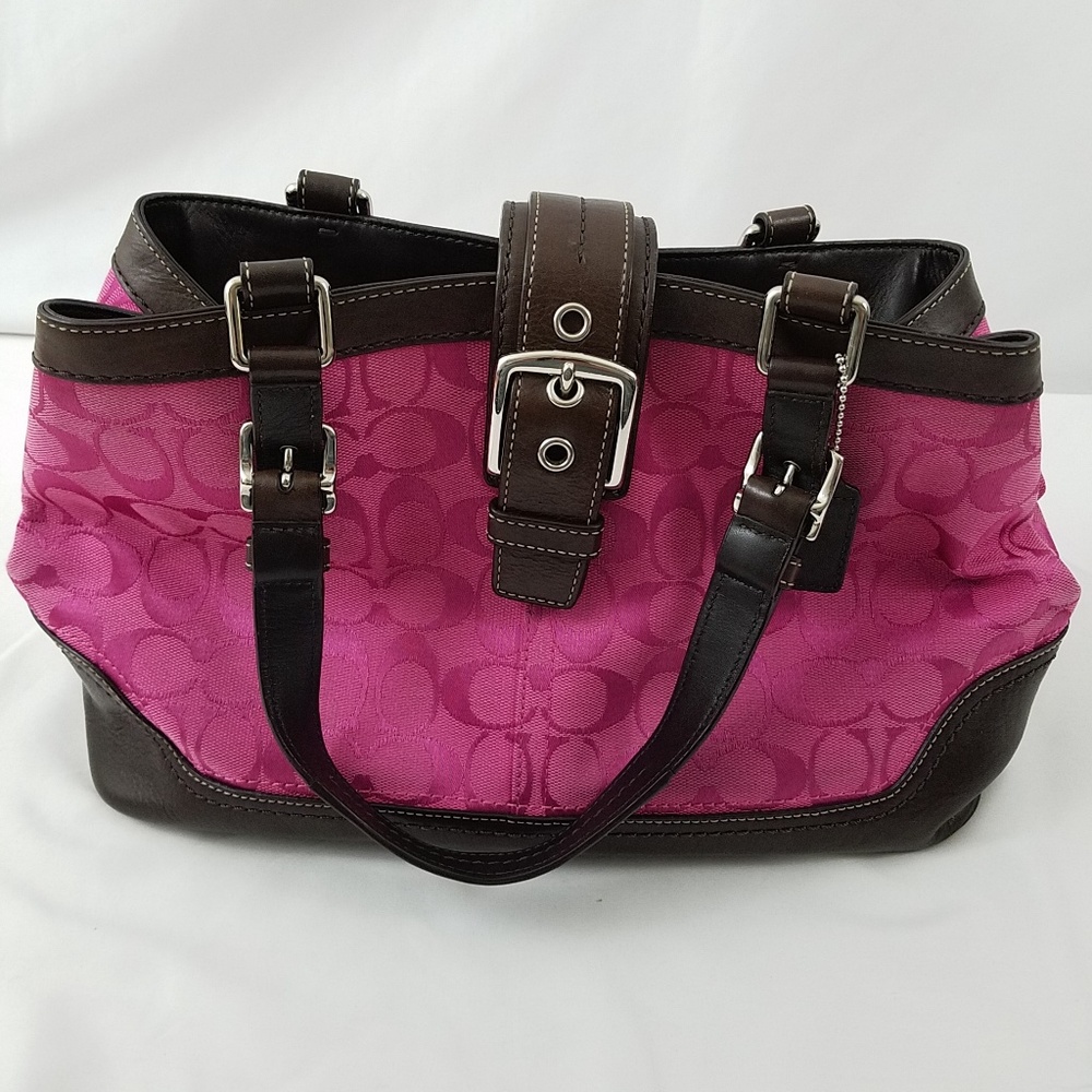 Coach Purse Leather Canvas Pink G08510-F13020